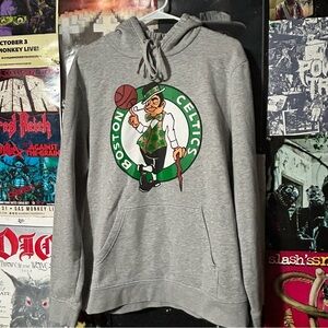 Boston Celtics Fanatics Official Gray Hoodie With Team Logo Size Large